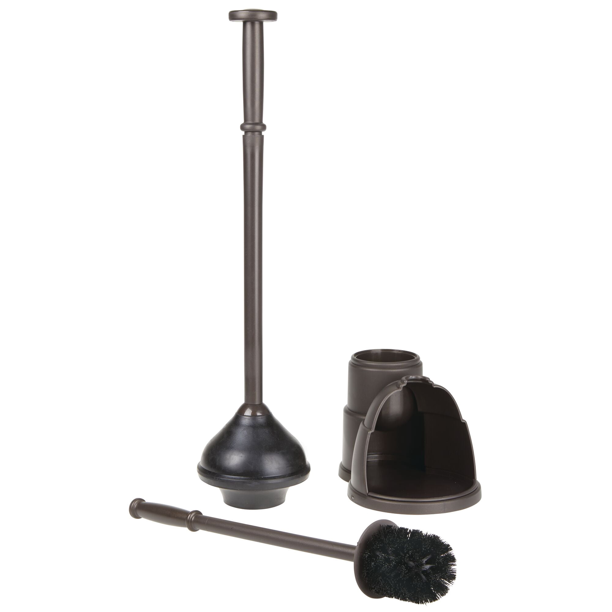 mDesign Hidden Plunger and Brush Set for Bathroom Toilet - Bronze