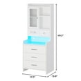 thumbnail image 2 of Toogaho Tall Nightstand with Charging Station, LED Bedside Table with Bookshelf and Drawers, White, 2 of 8