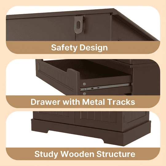 Pantry Cabinet, Kitchen Storage Cabinet with 1 Drawer and 4 Doors for Kitchen, Dining Room - Dark Brown
