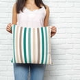 thumbnail image 3 of Throw Pillow Covers 24x24 Inch, Teal Brown Stripe Decorative Pillow Cases for Couch Sofa Bed, Gradient Geometric Vertical Striped Cotton Linen Square Home Decor Pillowcases with Hidden Zipper, 3 of 7