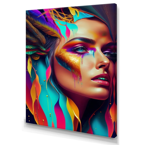 Designart Avant Garde Feather Sensual Portrait II Canvas Wall Art
