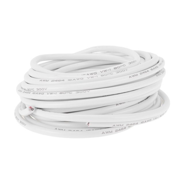 Cables de alimentación de 1000 cm de Bargains Únicos, color blanco, TC 16AWG, completamente aislados y con chaqueta de tacto suave para radio de coche, automotriz, altavoces de coche universal