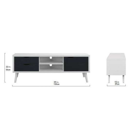 Modern Mid Century Style Entertainment Center Tv Stand White Dark Gray
