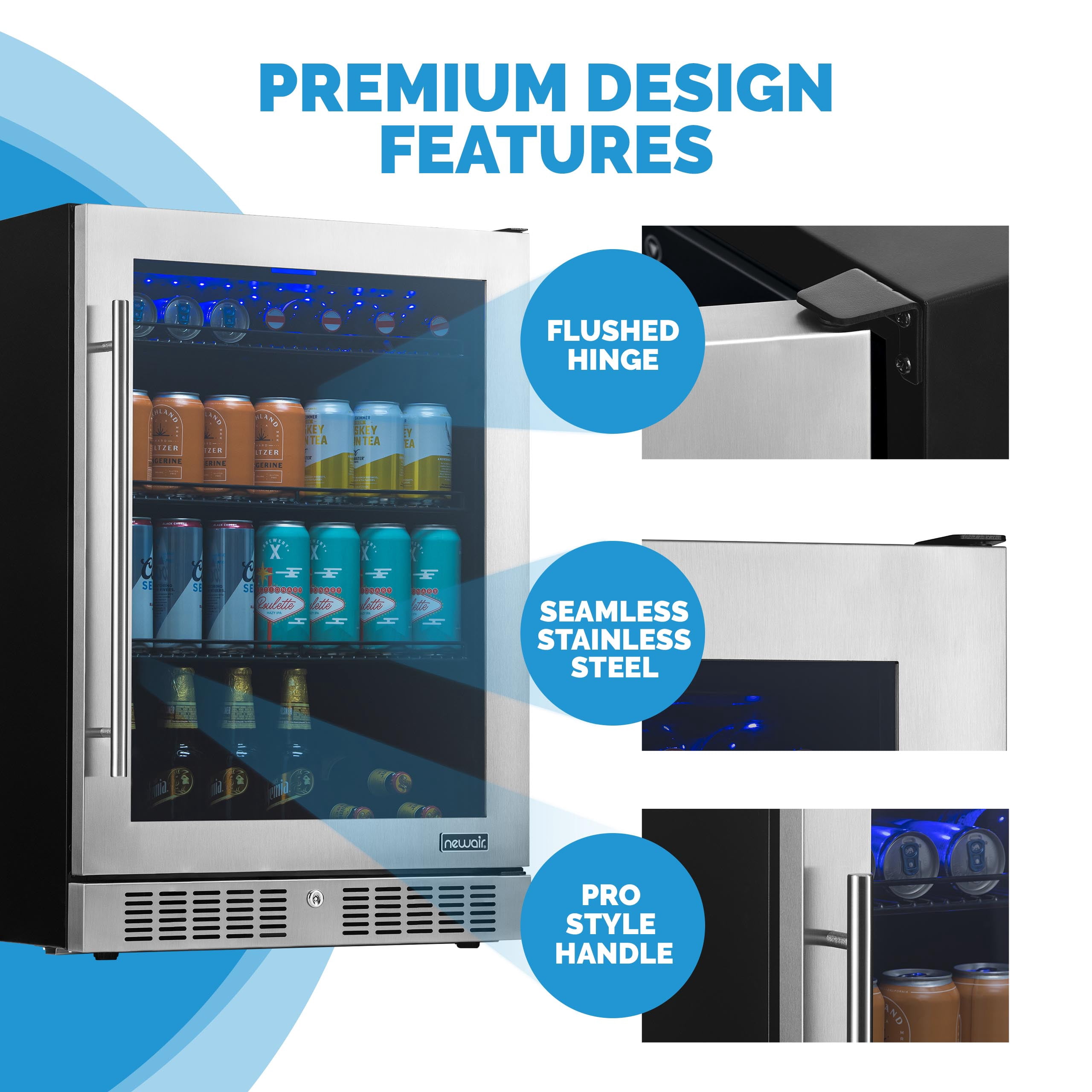 Newair 224 can Beverage Refrigerator in Stainless Steel