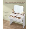 thumbnail image 4 of VASAGLETocador con Espejo Plegable, Mesa de Maquillaje, Estilo Moderno, con 2 Cajones y 3 Compartimentos, Montaje Sencillo, Blanco, 4 of 5
