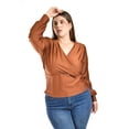 thumbnail image 4 of Blusa escote cruzado Roman Fashion /Tallas Extras, 1883 (Chedron) cafe 42, 4 of 6
