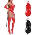 thumbnail image 5 of Uooqdmx Bodysuits for Women âs Faux Leather Leotard Shiny Zipper Bodycon Costume Jumpsuit Corset Red XL, 5 of 8