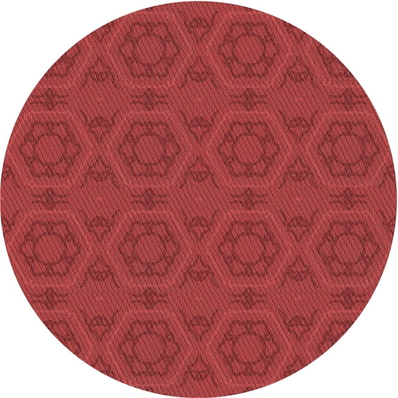 Ahgly Company Machine Washable Indoor Round Transitional Red Area Rugs, 4' Round
