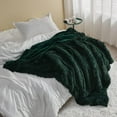 thumbnail image 4 of Fuzzy Faux Fur Throw Blanket Dark Green Super Soft Cozy Plush Fuzzy Shaggy Blanket for Couch Sofa Bed (Dark Green, Throw(50"x60")), 4 of 12