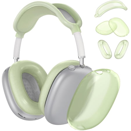 Natural Silicone Case for AirPods Max Earphones Scratch-Resistant Earpads Earmuff Headband Cover (Clear Green)