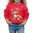 thumbnail image 2 of Girls Sweatshirt Girls Festive Print Crew Neck Sweatshirt Long Sleeve Pullover Hoodless Top Red 6-7 Years, 2 of 4