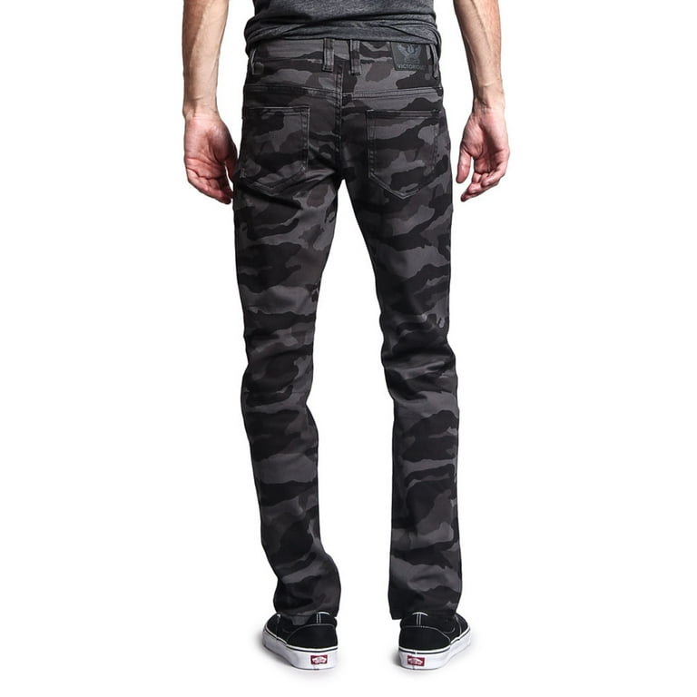 Victorious Mens Camouflage Skinny Fit Jeans AR169 - BLACK Victorious Mens Camouflage Skinny Fit Jeans AR169 - BLACK
