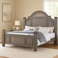 thumbnail image 6 of Recus King Bed-Carved Floral Details-Arched Headboard-Gray Wood, 6 of 7