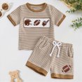thumbnail image 2 of Kaprioy Toddler Baby Boy Summer Outfits Short Sleeve Striped Baseball/Golf/Football Embroidery Shirt Tops and Shorts Set 2 PCS Boy Summer Clothes, 2 of 6