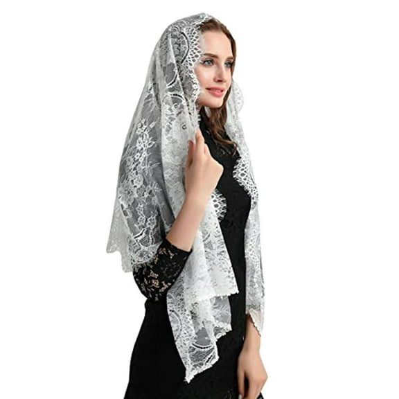 Aellinatey Stylish Lace Veiled Hollowed Out Shawl Soft Shoulder Wrap Scarf for Church