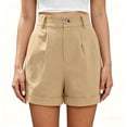 thumbnail image 2 of Women's Plus Size Lightweight Casual Shorts, Elastic Waist Drawstring Side Pockets, Summer Pull‑on Shorts for Outdoor Daily Casual | TruHer,Khaki XL, 2 of 8