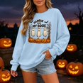 thumbnail image 2 of Solthread Halloween Womens Ghost Sweatshirt Hangin With My Boos Three Ghosts And Pumpkins Graphic Print Long Sleeve Pullover for Autumn Travel and Festive Gatherings Tops, 2 of 5