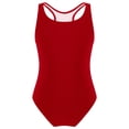 thumbnail image 3 of renvena Kids Girls Solid Color One Piece Swimsuit Racer Back Sporty Swimwear Beach Sport Bathing Suit Red 8, 3 of 6