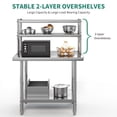 thumbnail image 5 of Dextrus Stainless Steel Table with Overshelves, 30" X 24" Work Table with 30" X 12" Shelf, Metal Table Prep Table for Home Kitchen Restaurant Garage Warehouse, 5 of 8