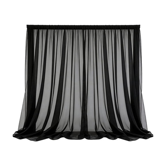 chaungfeng 63"x98" Black Backdrop Curtains, Wrinkle-Free Sheer Chiffon Fabric Photo Backdrop Draping Fabric for Wedding Arch Bridal Shower Photography Decorations