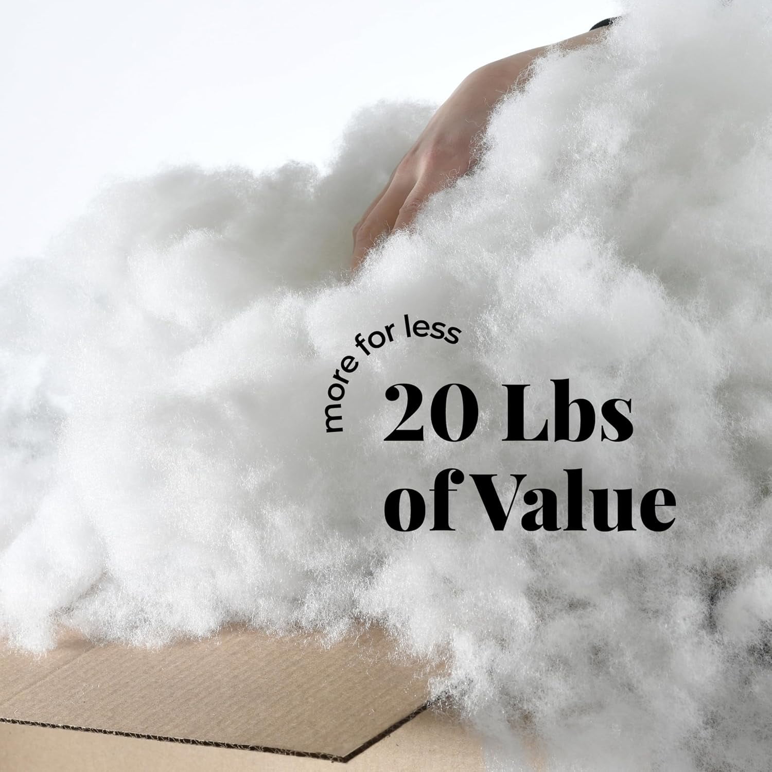 Poly Fiber Fill Stuffing 20 LB Bag - Premium Stuffing for Stuffed Animals, Pillows, Crafts, Toys, and Cloud Decorations - Ideal Batting for Couch Pillows