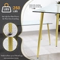 thumbnail image 6 of StnTalk 51" Minimalist Glass Dining Table, Modern Tempered Glass Top Kitchen Table with Gold Metal Legs, Space-Saving Desk for Small Spaces, Apartment & Home Office, 6 of 7