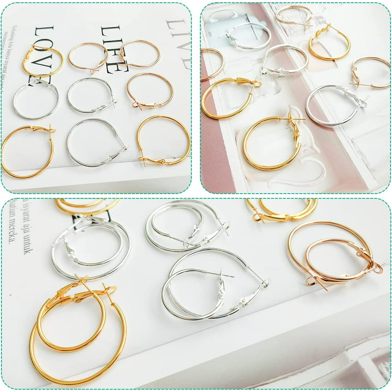 Beading Hoop Earrings Finding, 60PCS Earring Making Hoops Open Round  Earring Hoops for Jewelry Making DIY Craft Supplies(25MM/35MM) 