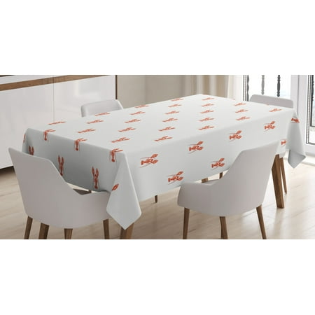 

Lobster Tablecloth Pattern with Symmetrically Aligned Lobster Figures on White Background Rectangular Table Cover for Dining Room Kitchen 60 X 84 Inches Vermilion and White by Ambesonne