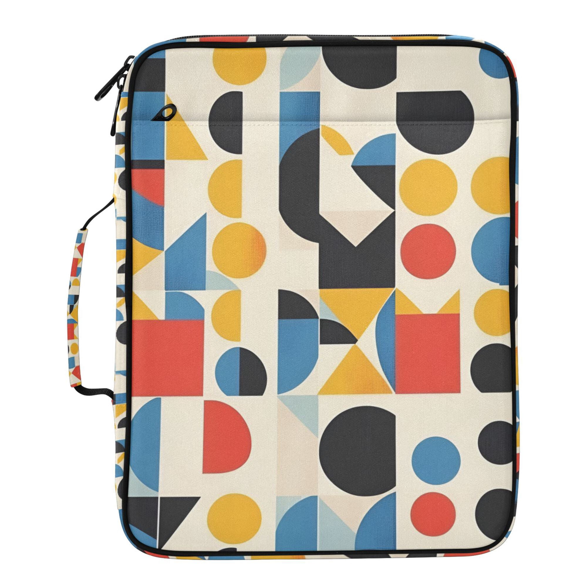 FORMRS Accordion File Folder A4 Size 7-Pocket Expanding Document Organizer Bag with 3 Ring Binder, Blue Geometric