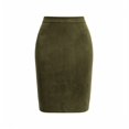 thumbnail image 7 of Yungyresw Women's High Waisted Pencil Skirts Knee Length Solid Bodycon Mini Skirts Fall Winter Business Office Elegant Outfits Deep Green L, 7 of 7