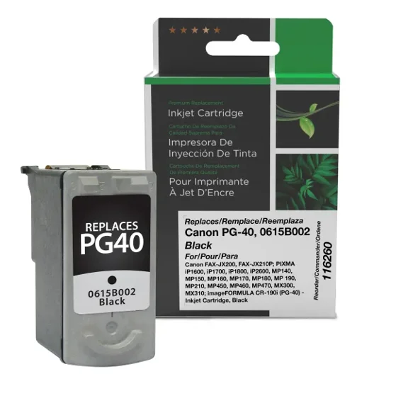 Remanufactured Clover Imaging Black Ink Cartridge compatible with Canon PG-40 (0615B002)