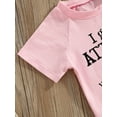 thumbnail image 6 of Hirigin Toddler Baby Girl Summer Clothes 6 12 18 Months 2T 3T 4T Short Sleeve Letter Print Shirt Tops + Solid Color Shorts 2Pcs Outfits Sets, 6 of 8
