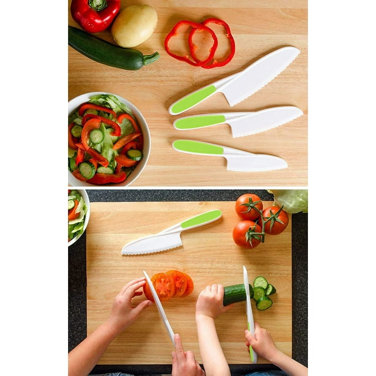 Nogis Kids Knife Set for Cooking and Cutting Fruits, Veggies & Cake -  Perfect Starter Knife Set for Little Hands in the Kitchen - 3-Piece Nylon  Knife for Kids - Fun 