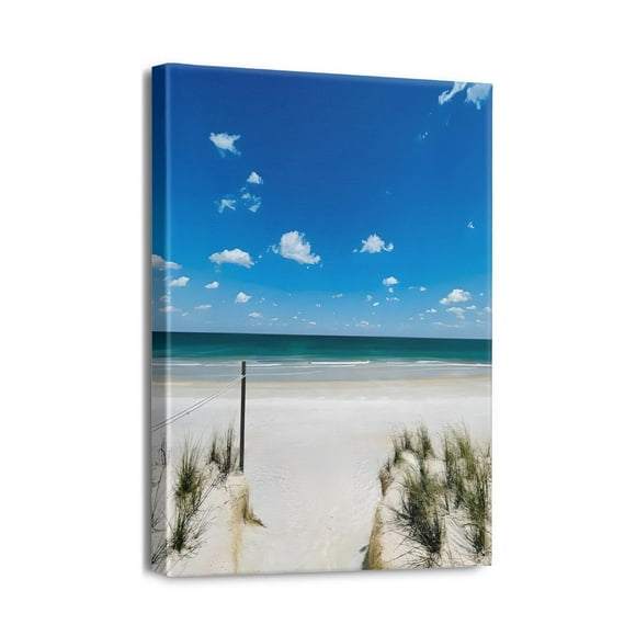 Inspiring Beach Scene Wall Art Small 12x16 inch Canvas, Beautiful Blue Sea & Beach Path, Ideal for Bathroom, Bedroom, Office & Kitchen Decor