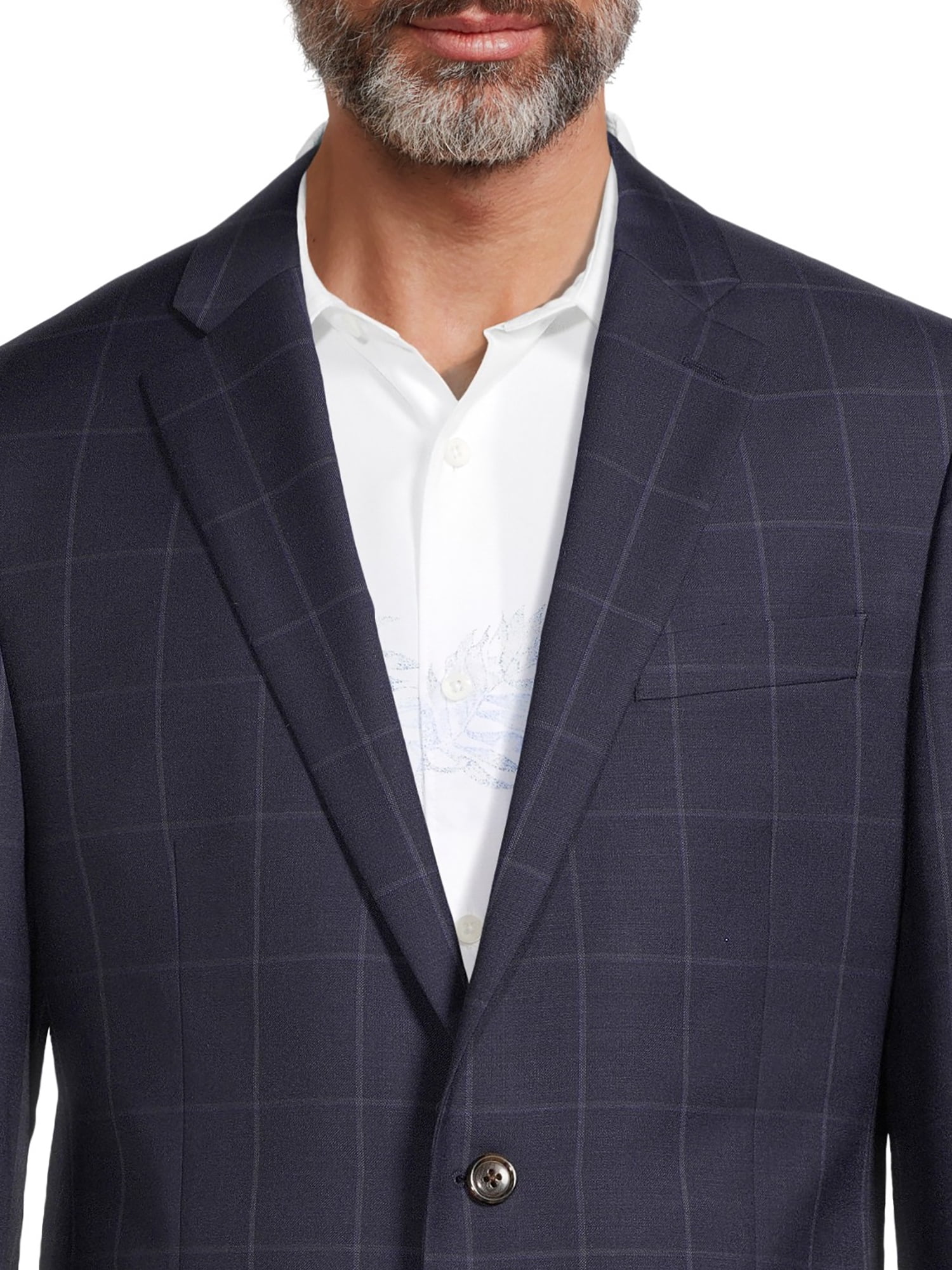 Lands' End Men's Deep Sea Navy Windowpane Sport Coat