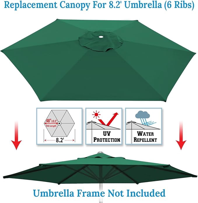 SOLAXO 8.2ft 6 Ribs Umbrella Canopy Cover Only Patio Umbrella Replacement Top