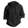 thumbnail image 4 of Men’s Long Sleeve Hooded Cotton Linen Shirt Solid Color Casual Spring Autumn Top, 4 of 8