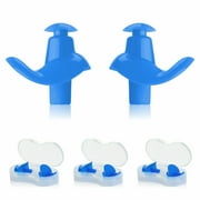 Swimming Earplugs , 3 Pairs, Silicone Comfortable Earbuds with Storage Case for Adults, Children Prevent Swimmer`s Ear(Blue-L)