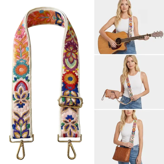 Embroidery Flower Purse Straps Replacement Crossbody, Guitar Strap for Purses Crossbody, Crossbody Straps for Purses, Shoulder Straps for Bags