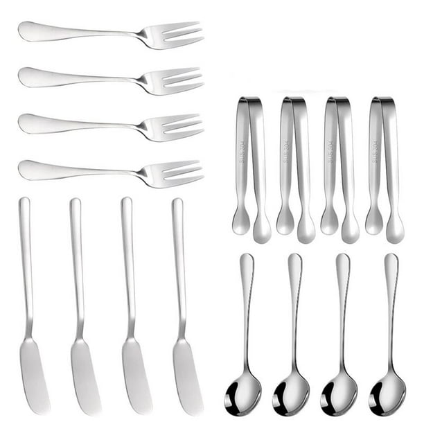 Juego de Cuchillos para Untar Mantequilla de Queso, 16 Piezas, Accesorios de CharcuteríA, Cuchillos de Mantequilla de Acero Inoxidable, Pinzas para Servir (Plata)