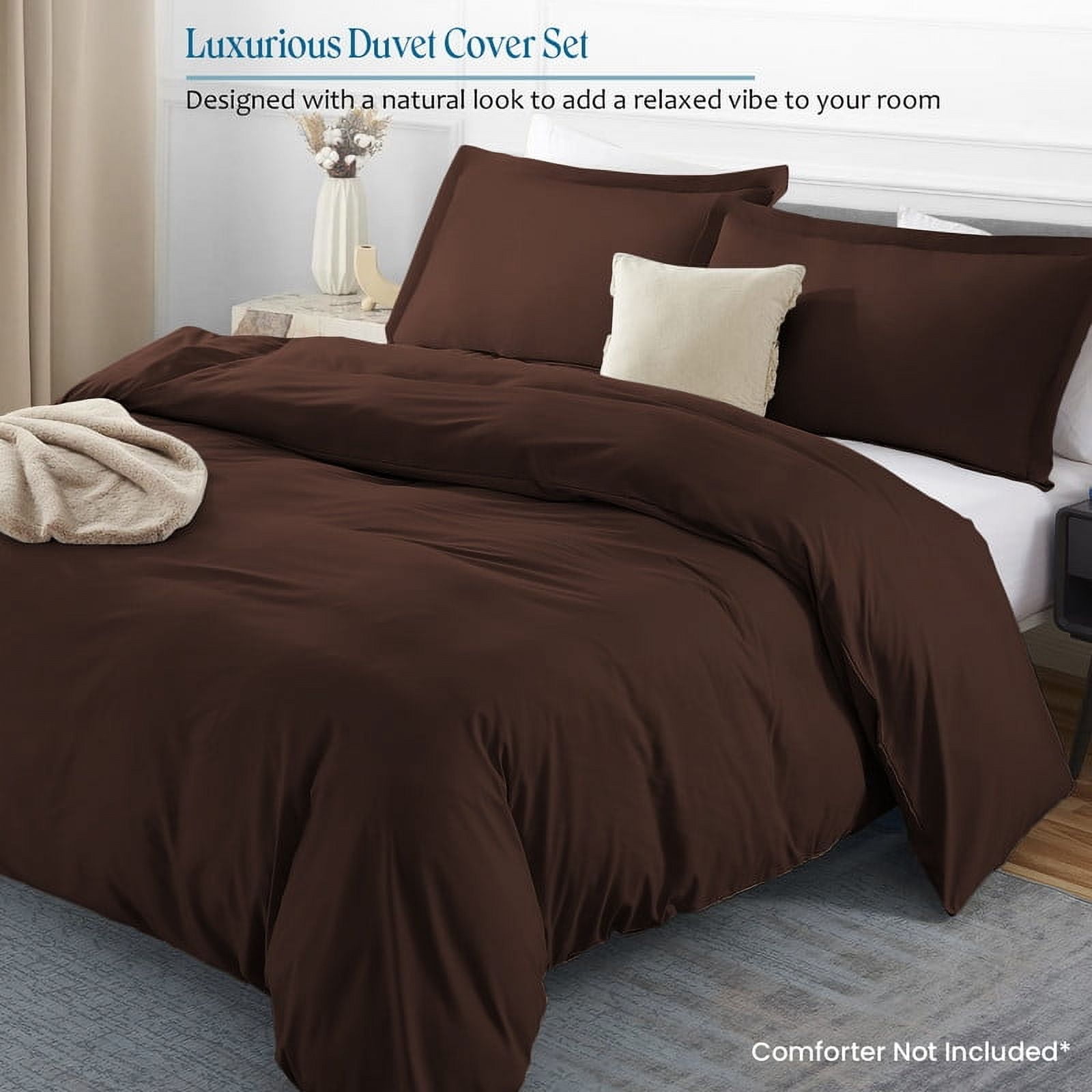 1000 Thread Count 100% Egyptian Cotton 1 Piece Duvet Cover with Zipper Closure & Corner Cal King/King 1 Pc Duvet Cover Color Chocolate Solid