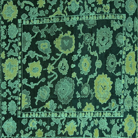 Ahgly Company Indoor Square Oriental Turquoise Blue Traditional Area Rugs, 6' Square