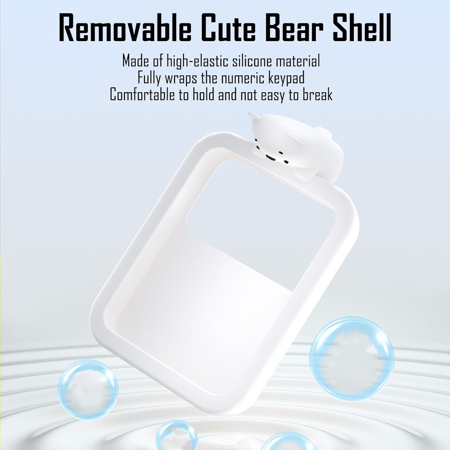 Cute Wireless Numeric Keypad with Silicone Bear, Colorful Round Keycaps, 2.4G USB Wireless Connection, Portable Financial Accounting Numpad Number Keyboard, Suitable for PC, Laptop (MilkTea)