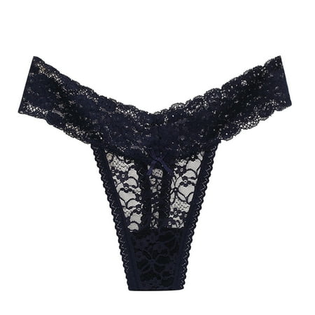 

Zuwimk G String Thongs For Women Womens Thong Cotton Lace T Back Panties Underwear Dark Blue S