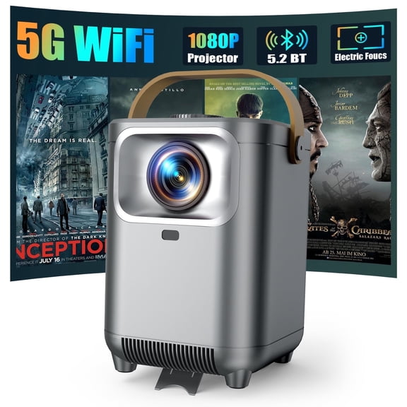 GCZ Mini Projector with WiFi and Bluetooth, 1080P Supported, Electric Focus & Auto Keystone, Portable Home Theater Projector
