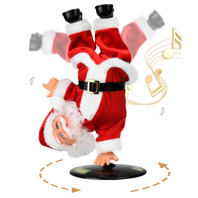 Papá Noel bailando cantando, Papá Noel giratorio invertido de Navidad, muñecas musicales, adornos de juguete de peluche eléctricos, Navidad para niños