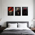 thumbnail image 4 of ZHONGYUTONG 3 Piece Gothic Canvas Wall Art Black Goth Crow Skull Pictures Set Skeleton Prints Dark Halloween Wall Decor for Bedroom Home Decor Framed (24.00" x 36.00" x 3PCS), 4 of 5