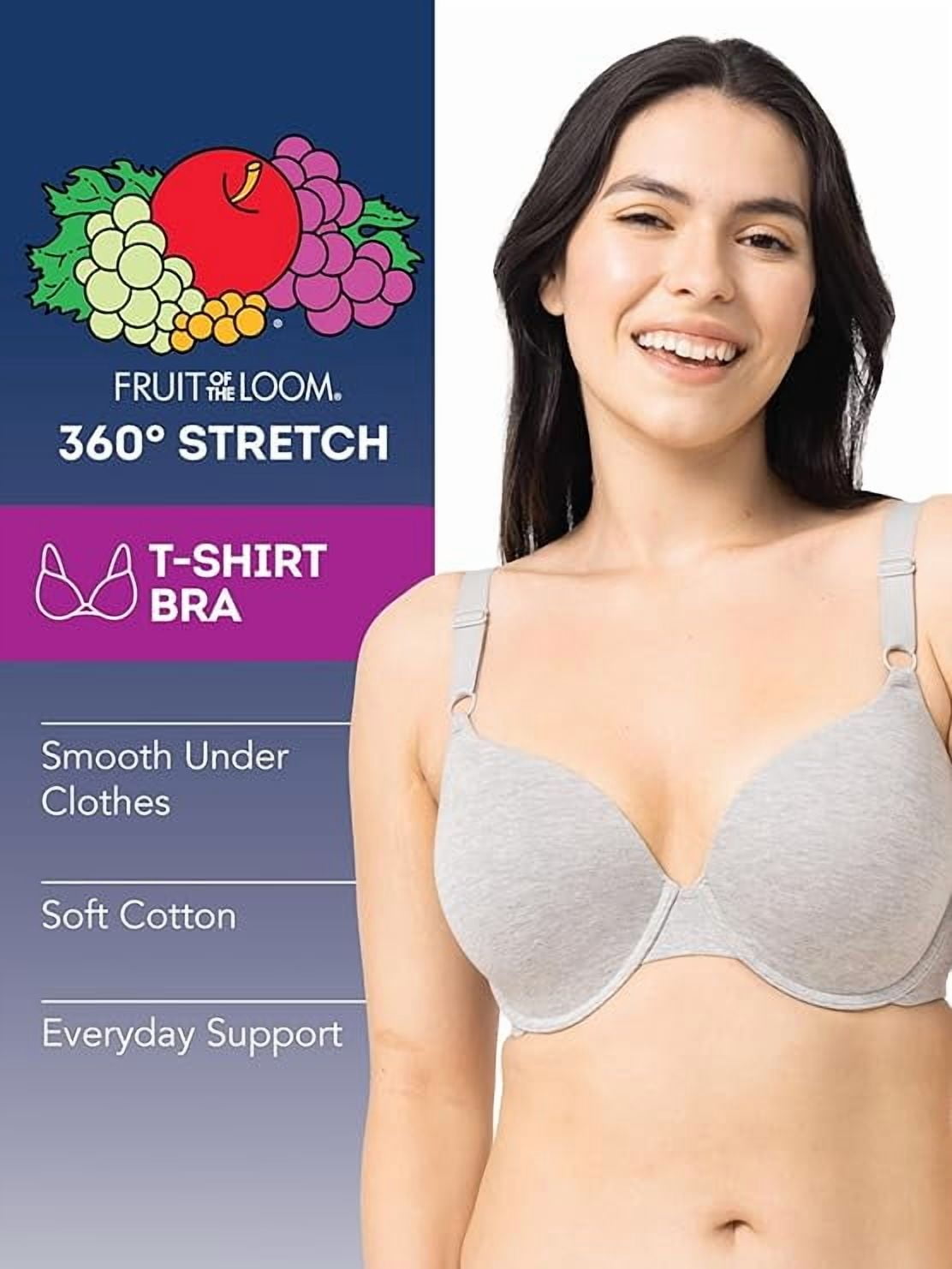 Fruit of the Loom Women's Cotton T-Shirt Bra, 3-Pack, FT797PK, Sizes 34B-42DD