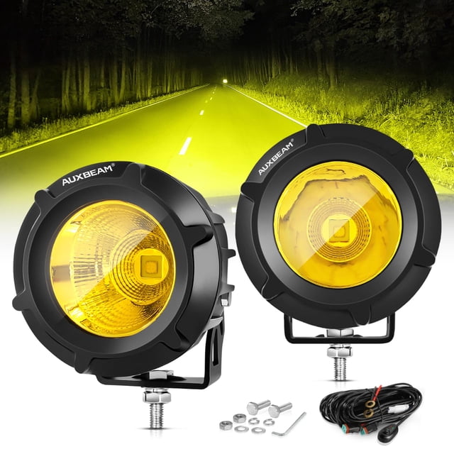 Faros Antiniebla Auxbeam LED Redondos Amarillos de 3.5 Pulgadas y 50W para Offroad
