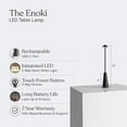thumbnail image 4 of Enoki 12" Portable and Rechargeable LED Bistro Table Lamp in Black Finish, 3-Way Dimming, 4 of 5